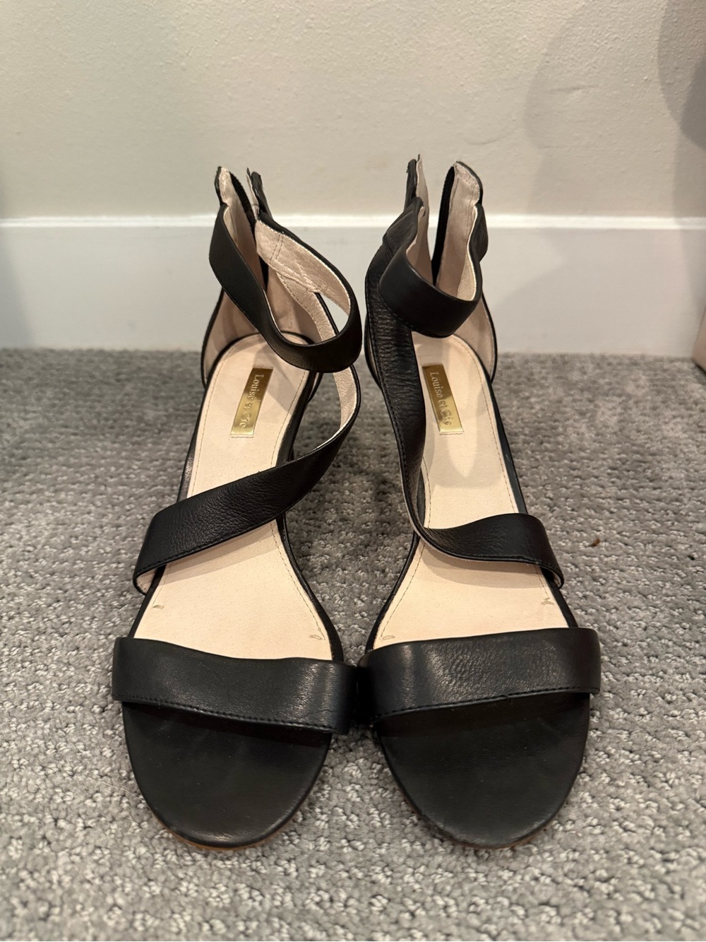 Louise et Cie Black Strappy Leather Heel Sandals